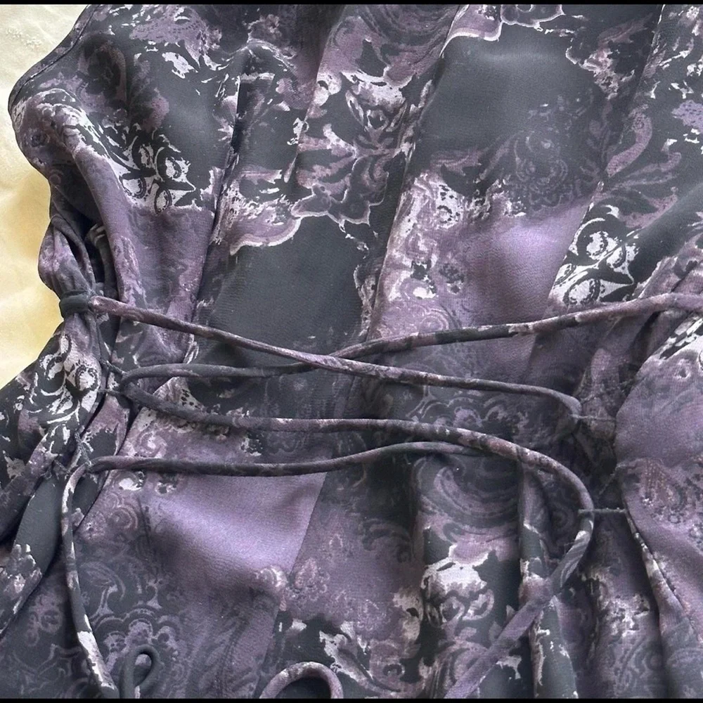 Converse One Star Black and Purple Floral Midi Dress w/ Tie Back Detail- Medium - Picture 5 of 7